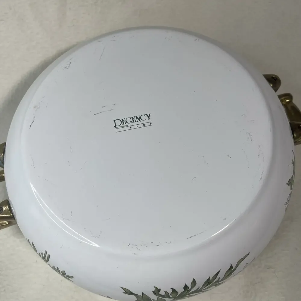 1980s Regency Club Cooks Corner 2 Handled Enamelware Soup Casserole w/Lid 3 Qt